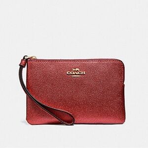 NWOT COACH Corner Zip Metallic Wristlet